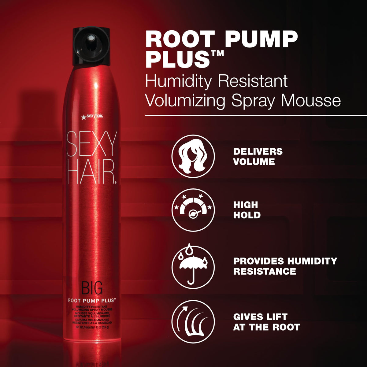 SexyHair Big Root Pump Plus Mousse side view with label
