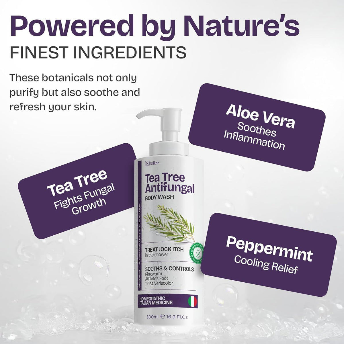 Shailee Antifungal Body Wash in a shower caddy