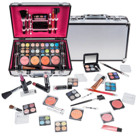 SHANY Carry All Makeup Train Case silver front view