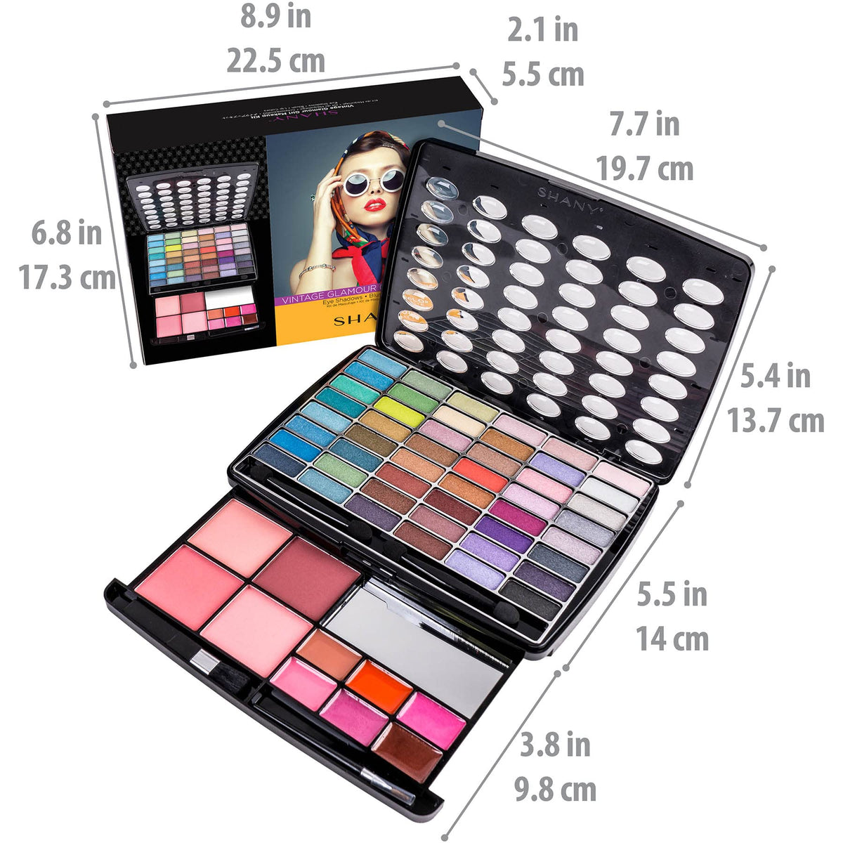 SHANY Glamour Girl Makeup Kit open view with makeup mirror