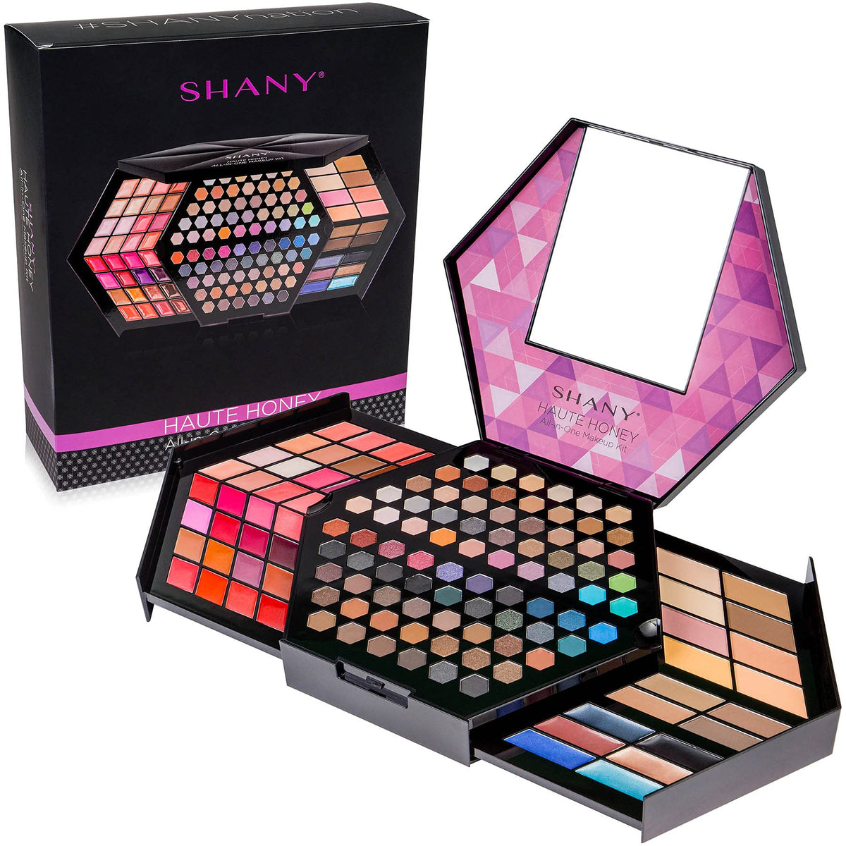 SHANY Haute Honey Makeup Set front view showing all compartments