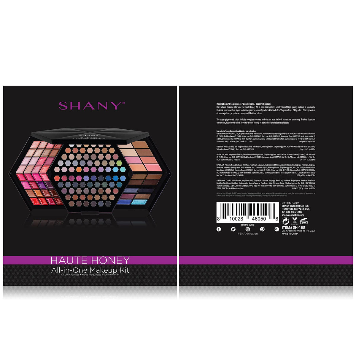 SHANY Haute Honey Makeup Set with 32 lip colours displayed