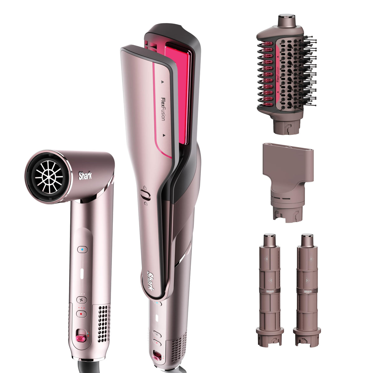 Shark FlexFusion Ceramic Air Styler front view in blush colour