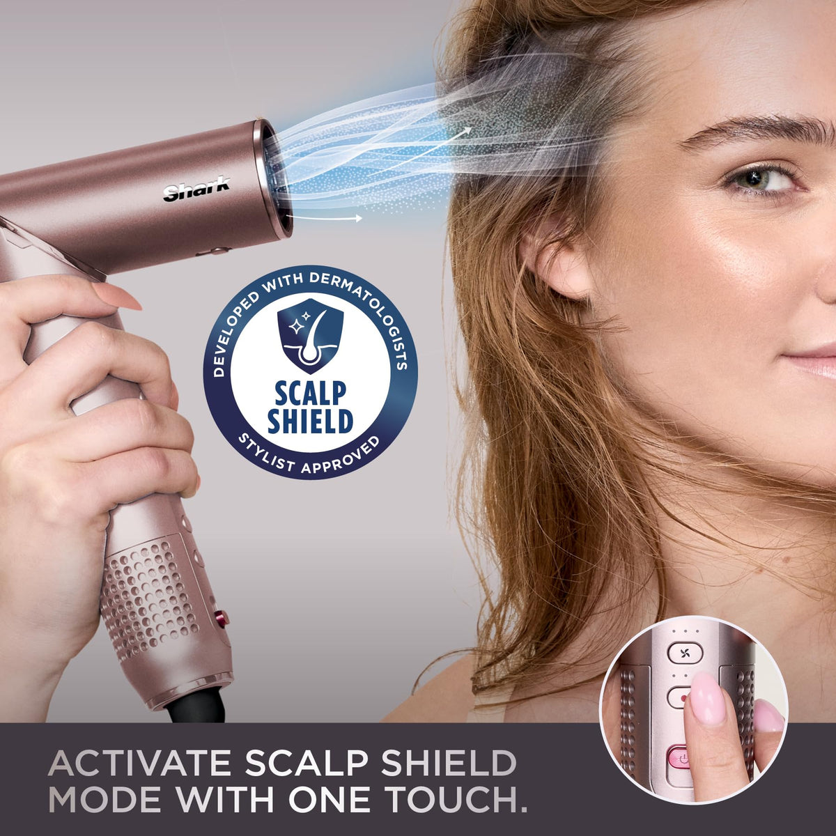 Shark FlexFusion Ceramic Air Styler in use on wet hair
