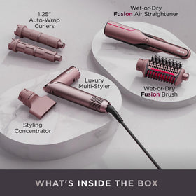 Shark FlexFusion Ceramic Air Styler with styling results on model