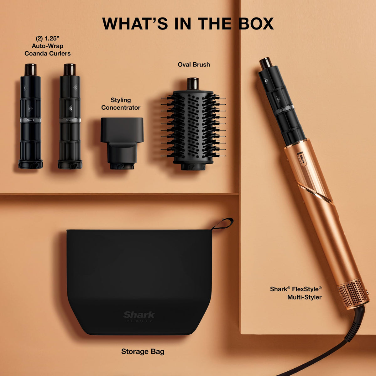 Shark FlexStyle Air Multi-Styler Copper close-up of attachments