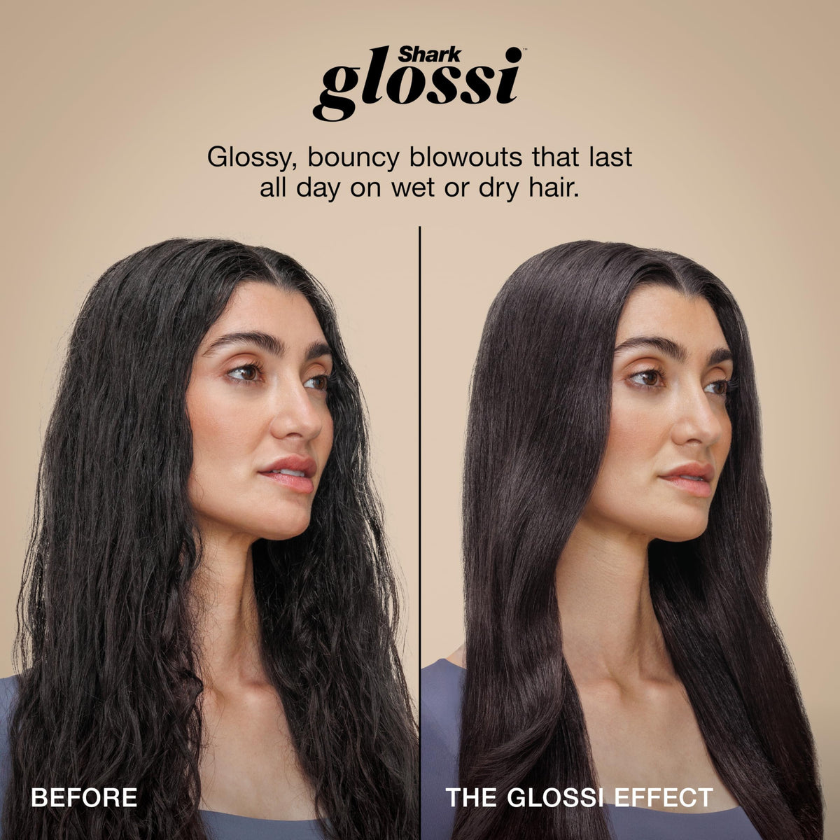 Shark Glossi 2-in-1 Hot Tool with glossy hair results