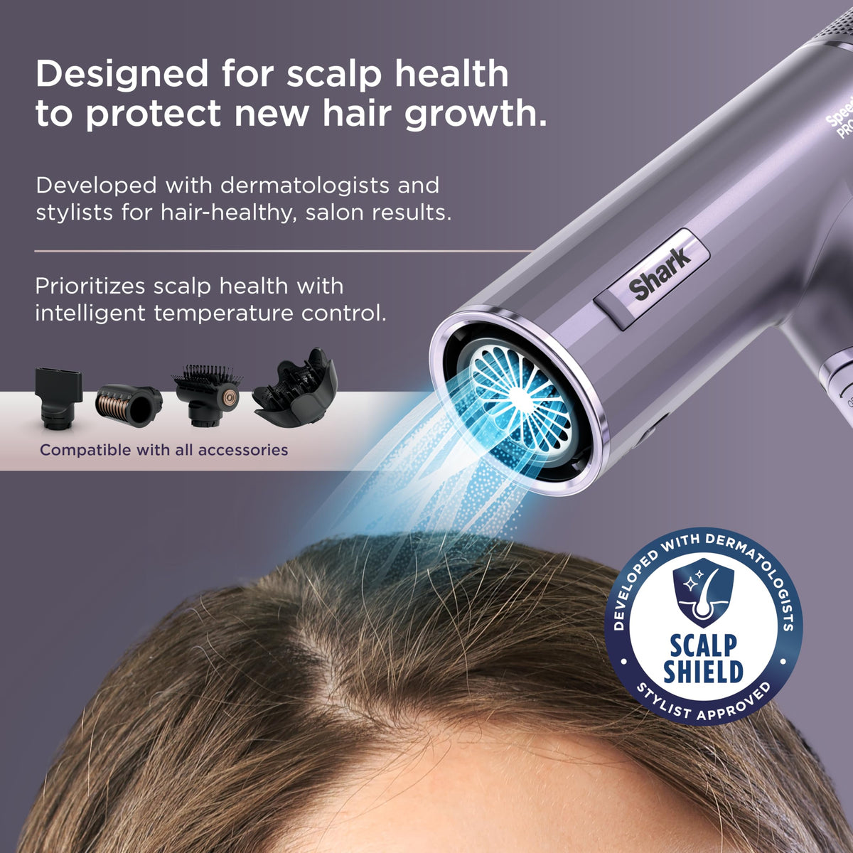Shark SpeedStyle Pro Flex Dryer side view with Scalp Shield