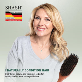 SHASH Classic German Boar Bristle Hair Brush in use
