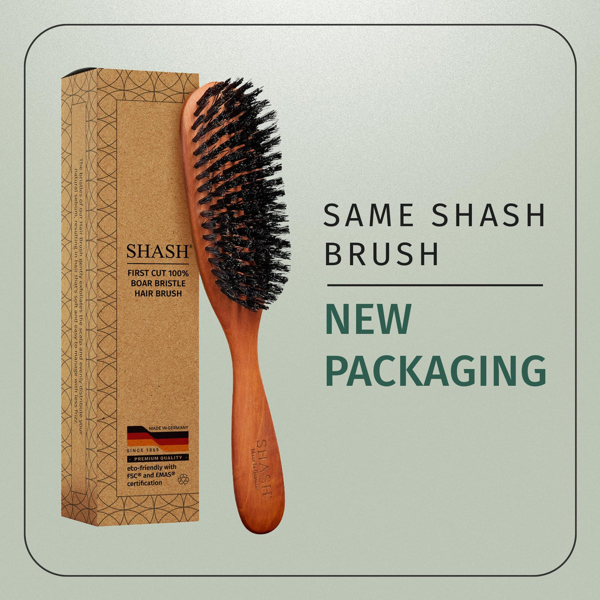 SHASH Classic German Boar Bristle Hair Brush side view