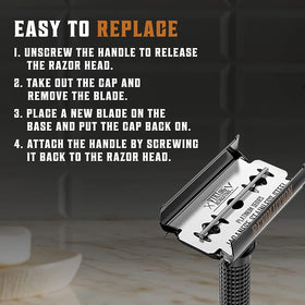 SHAVING REVOLUTION Long Handle Double Edge Safety Razor close-up