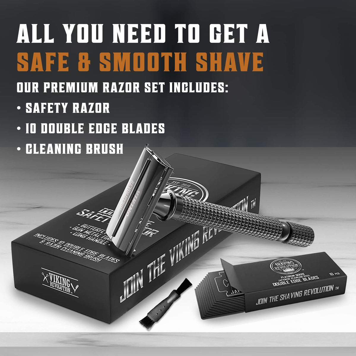 SHAVING REVOLUTION Long Handle Double Edge Safety Razor side view