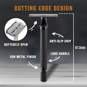 SHAVING REVOLUTION Long Handle Double Edge Safety Razor with blades