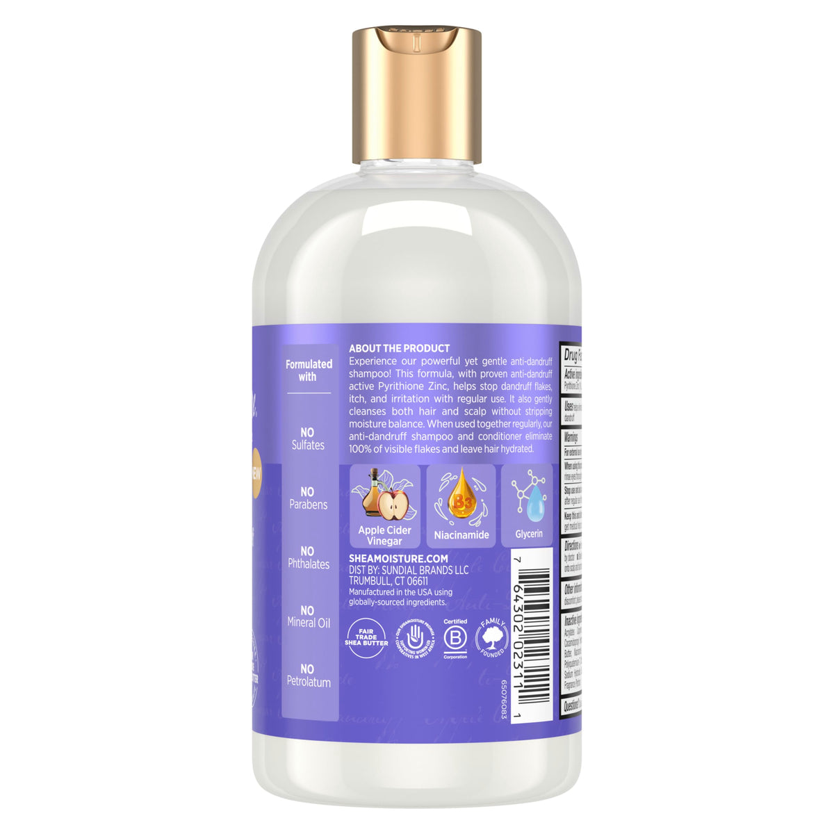 Shea Moisture Anti-Dandruff Shampoo 13 Oz back view