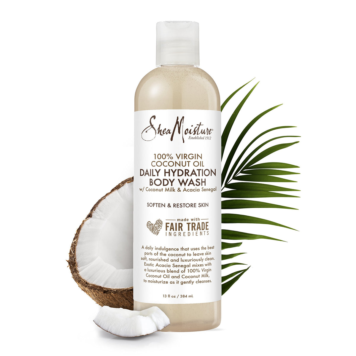 Shea Moisture Coconut Oil Body Wash label close-up