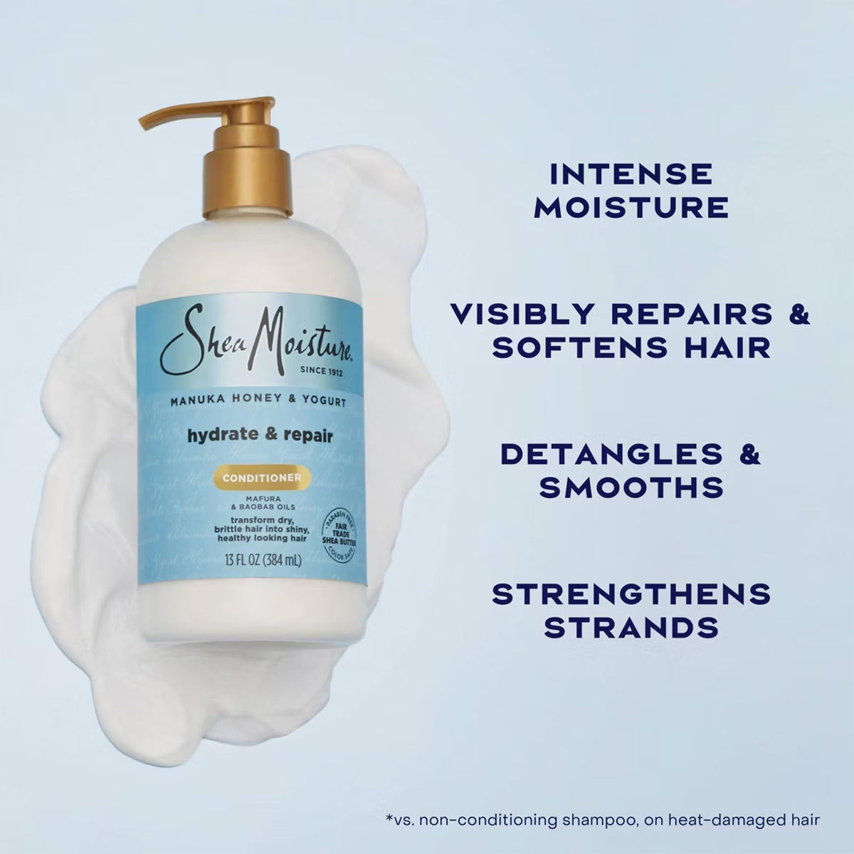 Shea Moisture Conditioner application on hair