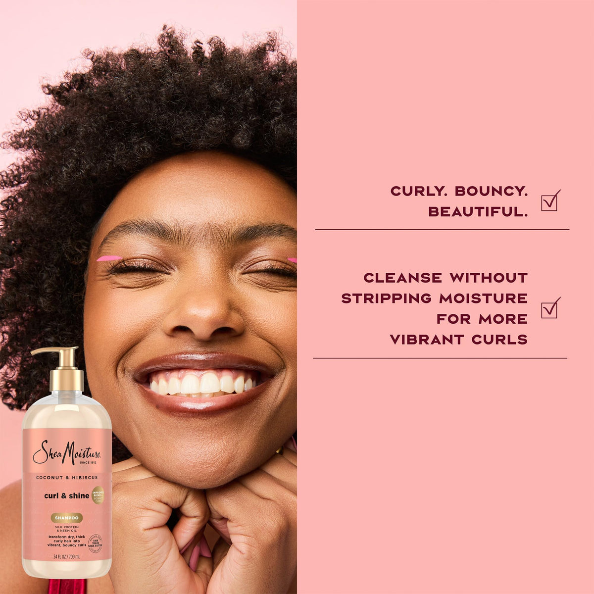Shea Moisture Curl & Shine Shampoo and Conditioner set on display