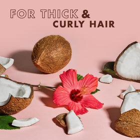 Shea Moisture Curl & Shine Shampoo and Conditioner with tropical background