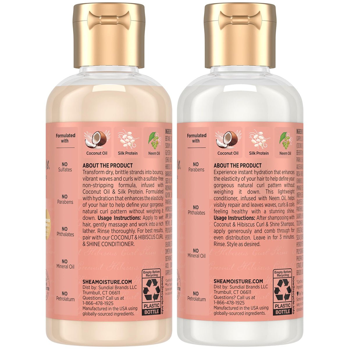 Shea Moisture Curl & Shine Shampoo bottle side view