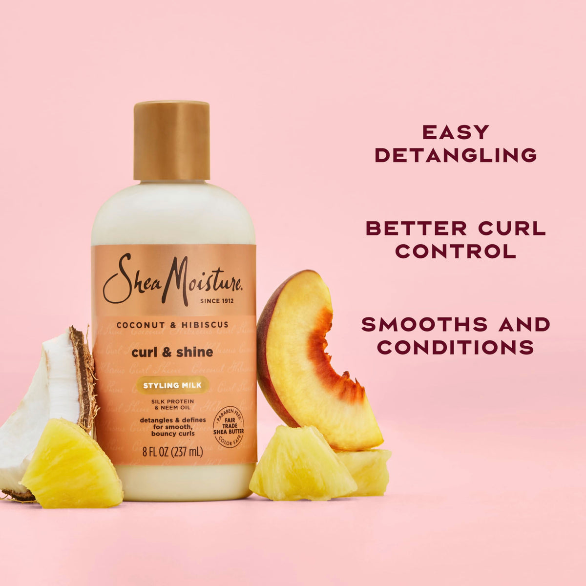 Shea Moisture Curl & Style Milk 8 oz with ingredients