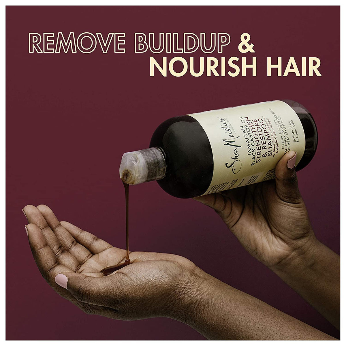 Shea Moisture Jamaican Black Castor Oil Shampoo side view showing packaging