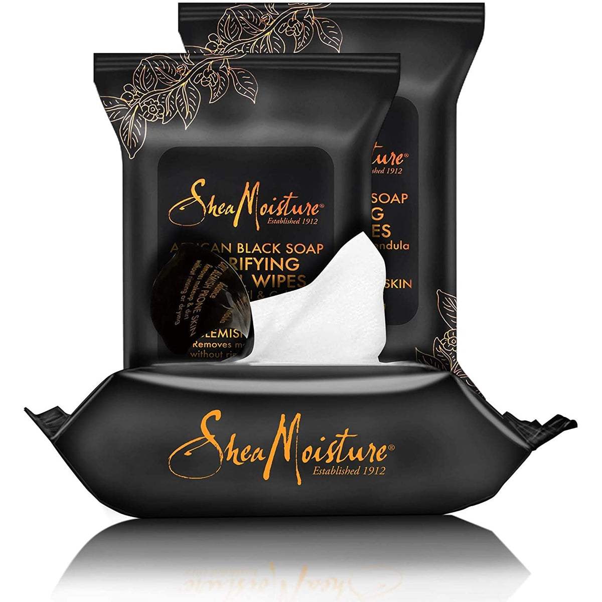 Shea Moisture Makeup Remover Wipes on a bathroom counter