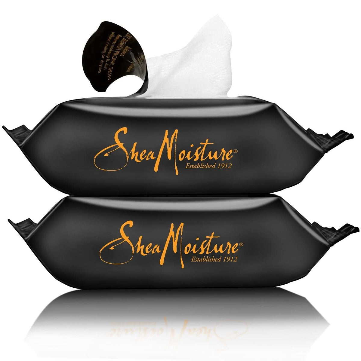 Shea Moisture Makeup Remover Wipes opened with a wipe visible