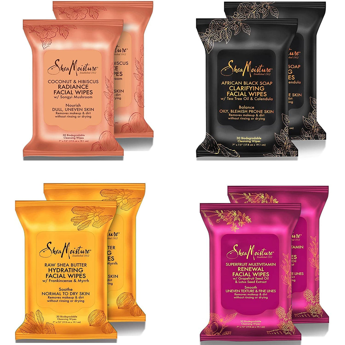 Shea Moisture Makeup Remover Wipes with African Black Soap and Tea Tree Oil