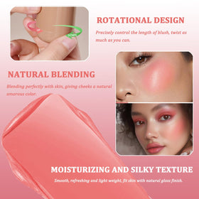SHEEYOON Cream Blush Stick Soft Pink application on cheeks