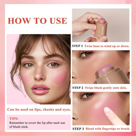 SHEEYOON Cream Blush Stick Soft Pink with makeup tools