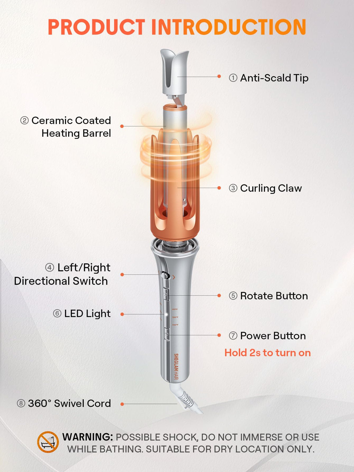 SHEGLAM Automatic Curling Iron in use creating curls