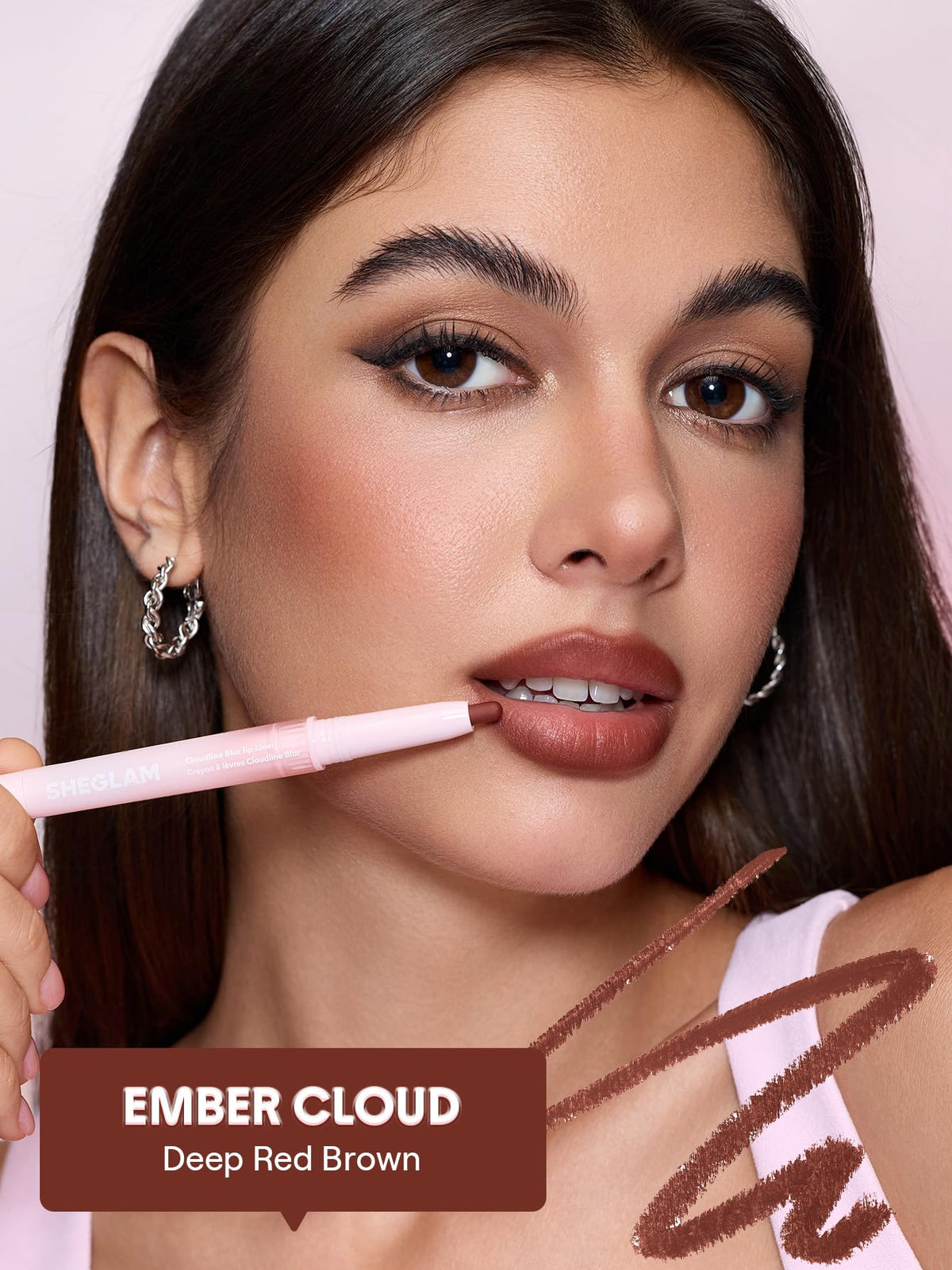 SHEGLAM Cloudline Blur Lip Liner Ember Cloud swatch on skin