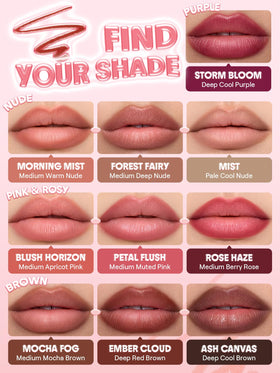SHEGLAM Cloudline Blur Lip Liner Morning Mist with lip gloss
