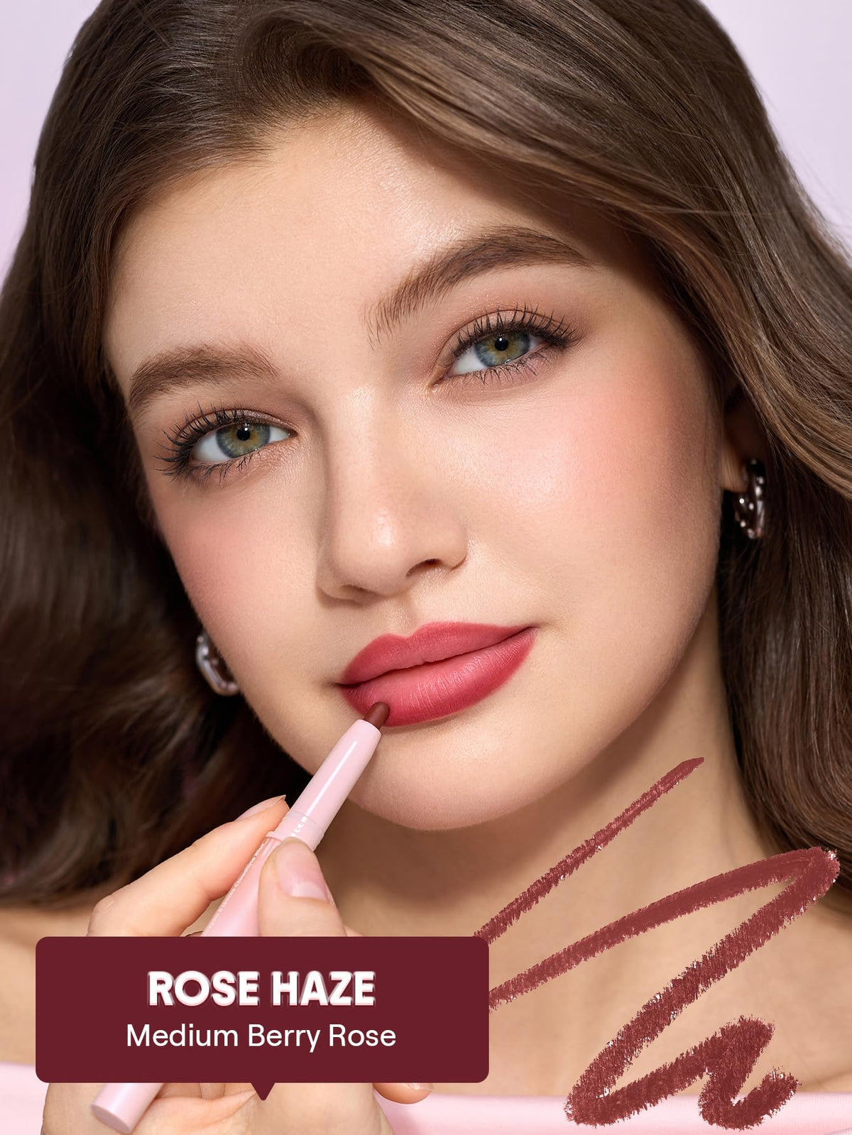 SHEGLAM Cloudline Blur Lip Liner Rose Haze swatch on skin