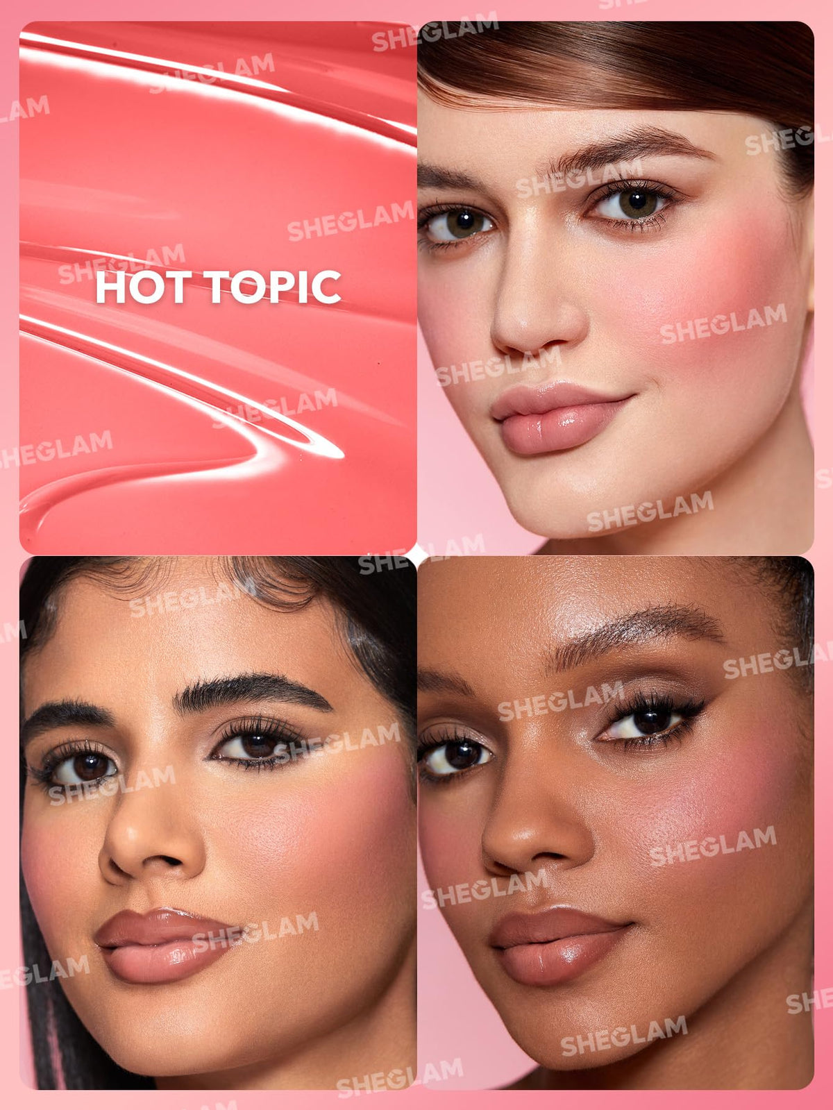 SHEGLAM Color Bloom Liquid Blush 004 Hot Topic with makeup setup
