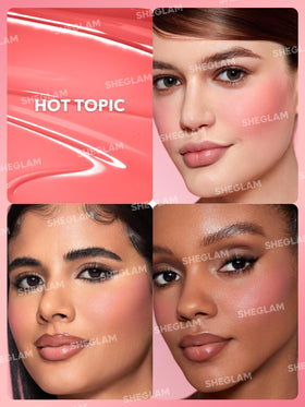 SHEGLAM Color Bloom Liquid Blush 004 Hot Topic with makeup setup