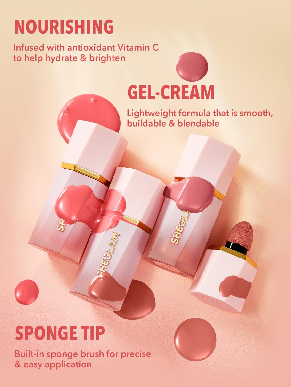SHEGLAM Color Bloom Liquid Blush built-in applicator close-up