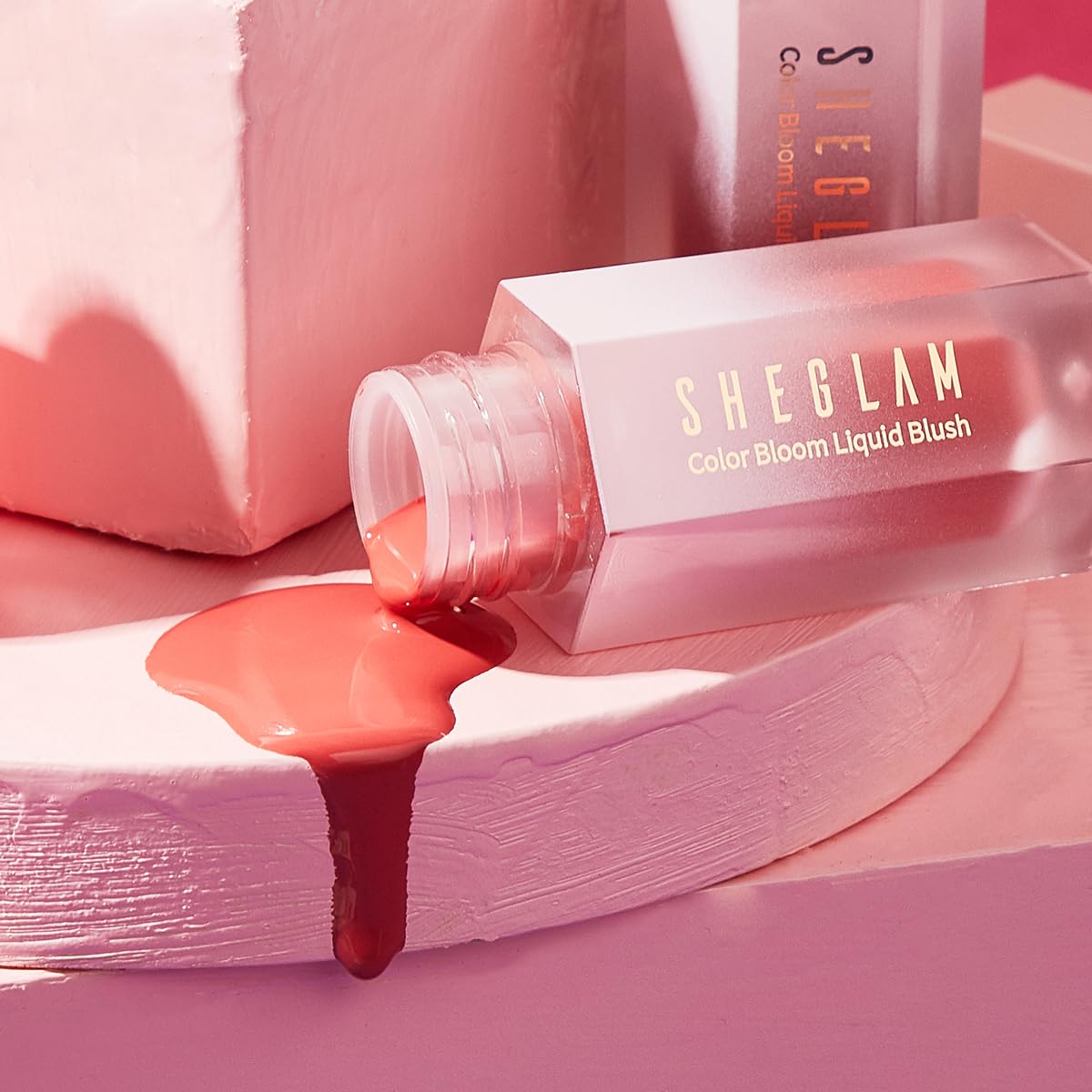 SHEGLAM Color Bloom Liquid Blush Love Cake swatch on skin