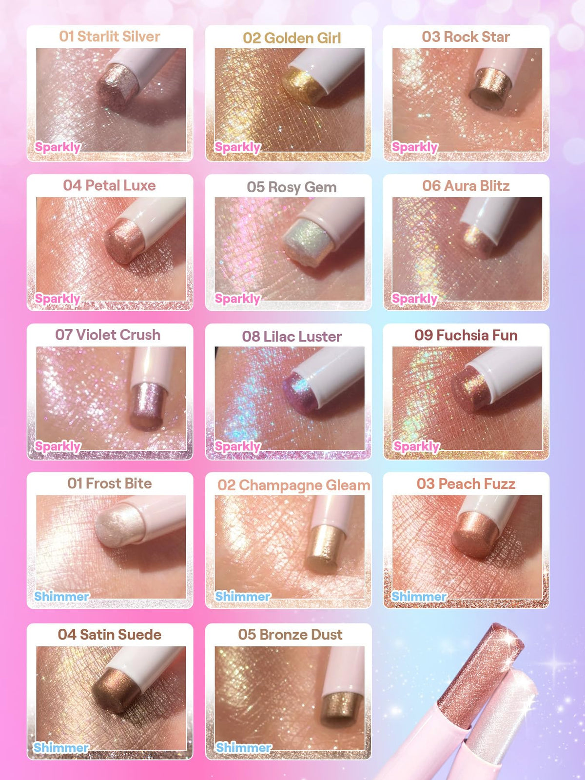 SHEGLAM Crystal Jelly Glaze Stick 01 Frost Bite on a makeup table