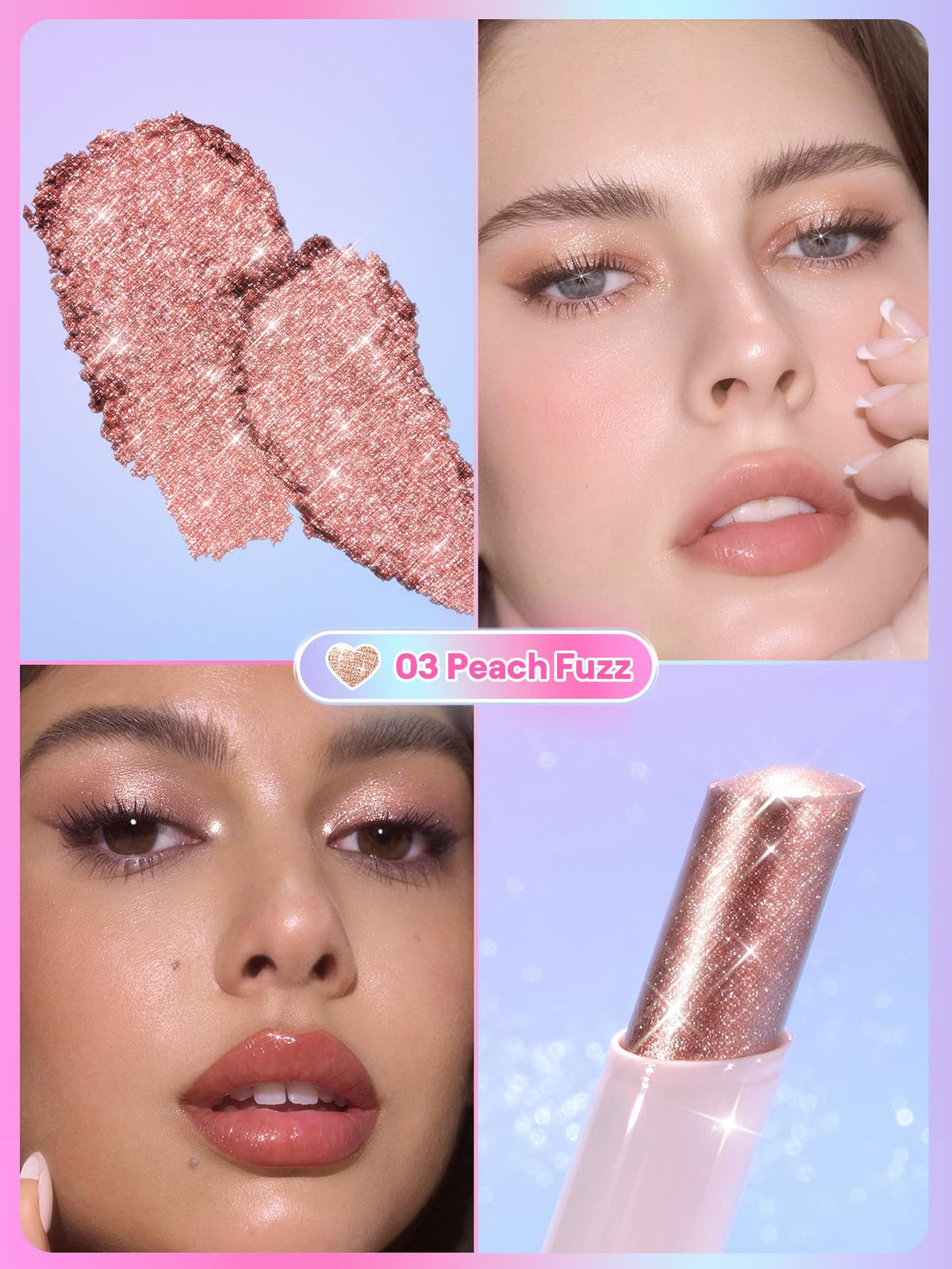 SHEGLAM Crystal Jelly Glaze Stick 03 Peach Fuzz swatch on skin