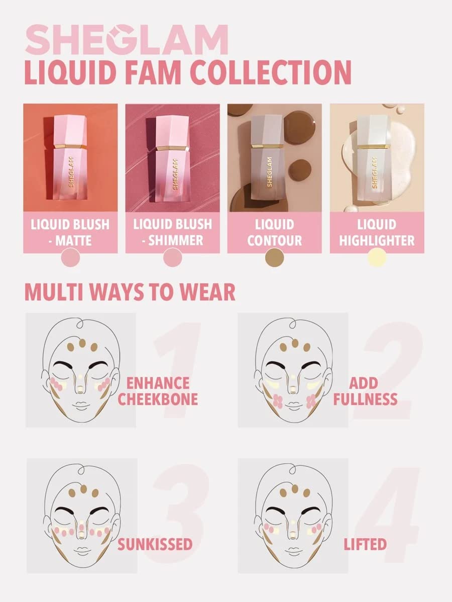 SHEGLAM Liquid Blush Birthday Suit with makeup brushes