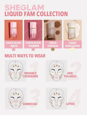 SHEGLAM Liquid Blush Birthday Suit with makeup brushes