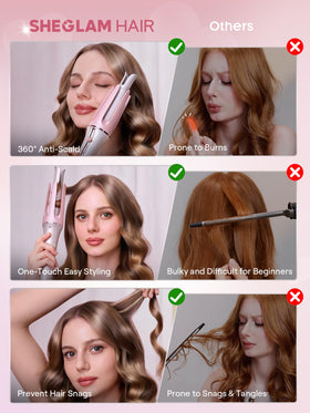 SHEGLAM Pink Curling Iron with heart-print cord tie