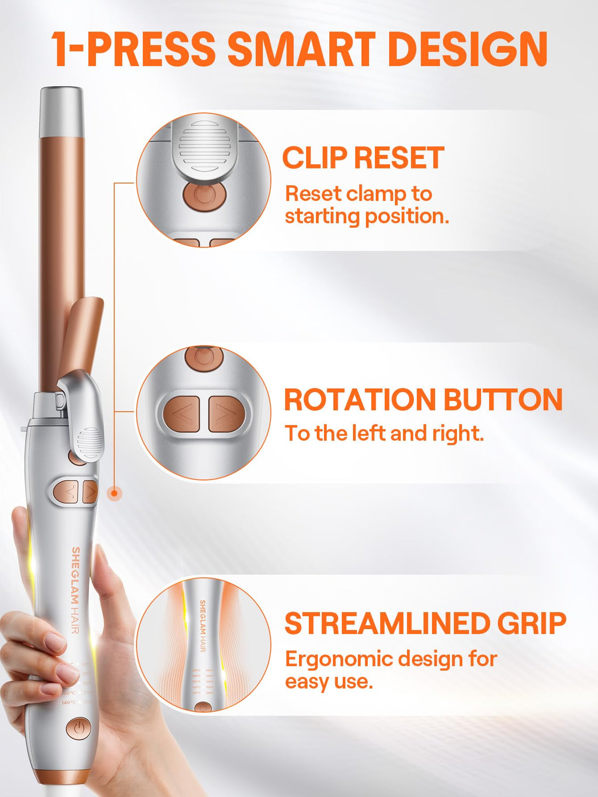 SHEGLAM Rotating Curling Iron with power cord