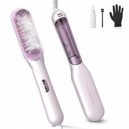 SHEGLAM Steam Straightener Brush front view with steam vents