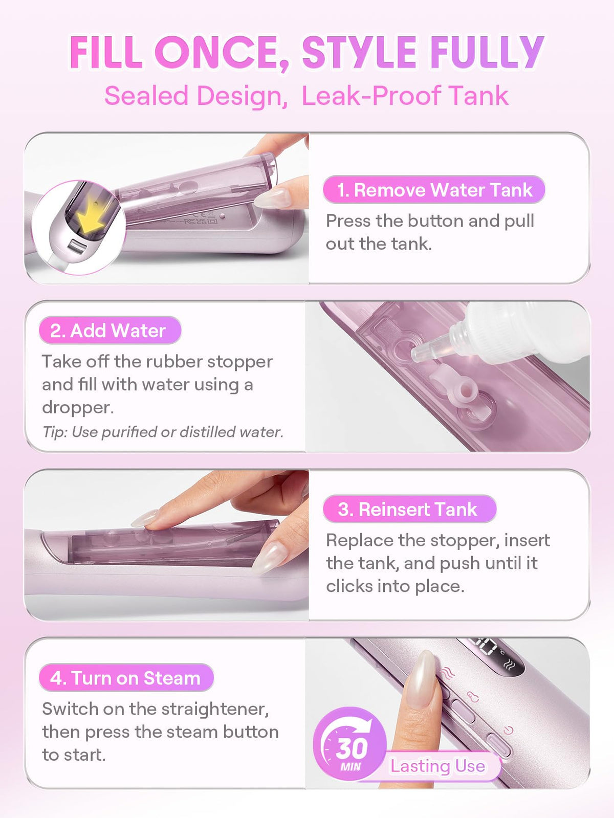 SHEGLAM Steam Straightener Brush packaging and accessories