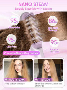 SHEGLAM Steam Straightener Brush side view showing LCD display