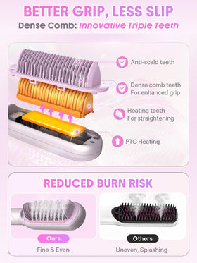 SHEGLAM Steam Straightener Brush with steam mist in action