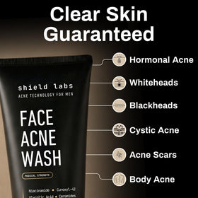 Shield Face Acne Wash for Men in a bathroom setting