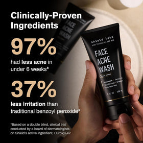 Shield Face Acne Wash for Men with ingredients list on back